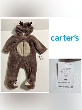 🆕CARTER’S - 6M - NWT - INFANT UNISEX REINDEER / DEER SHERPA PRAM SLEEPER